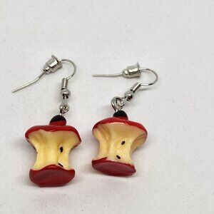 Apple Core Earrings Fruit Resin Hook Dangle